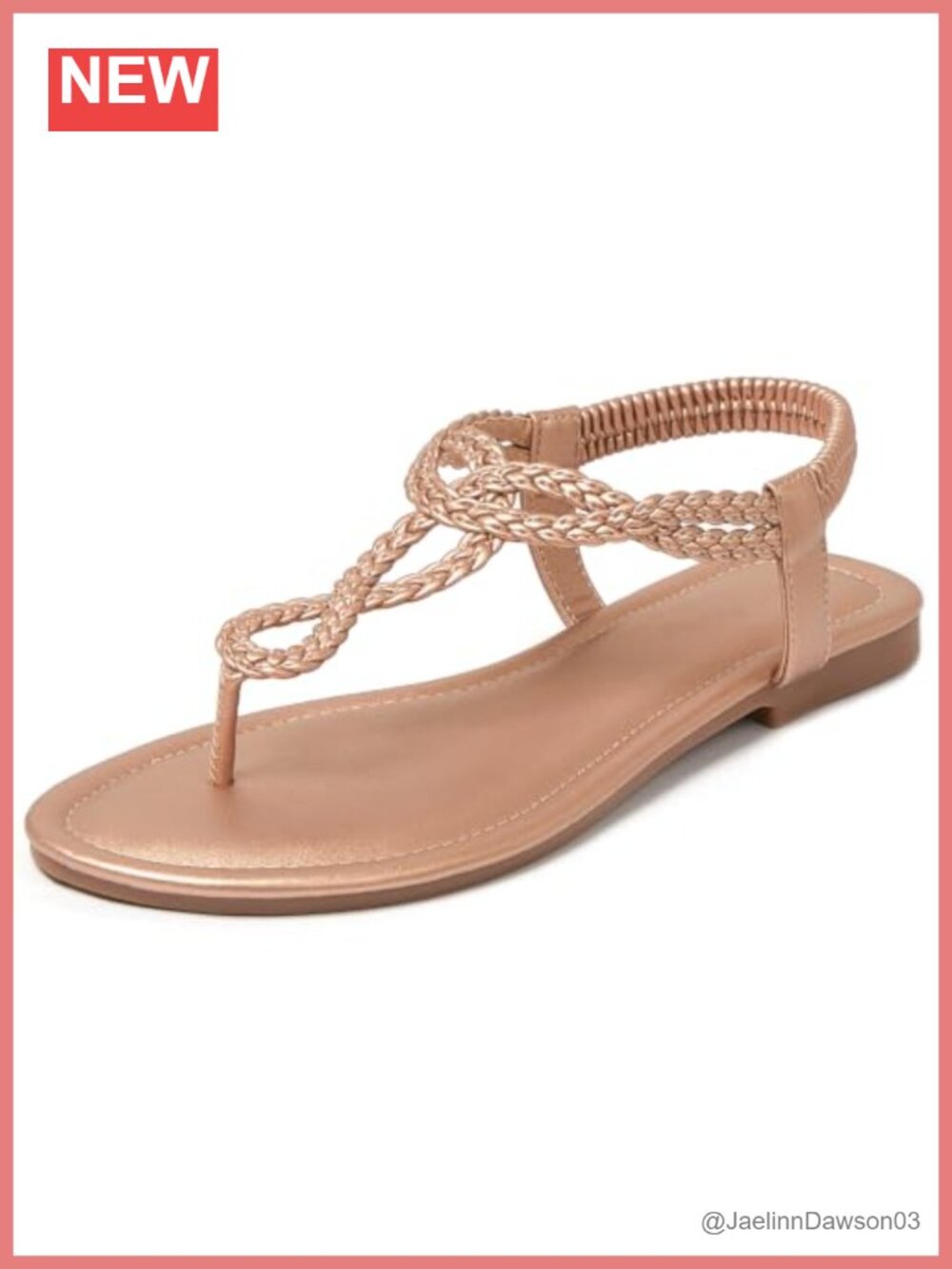 PU Leather Braided T-Strap Flat Sandals with Elastic Ankle Strap